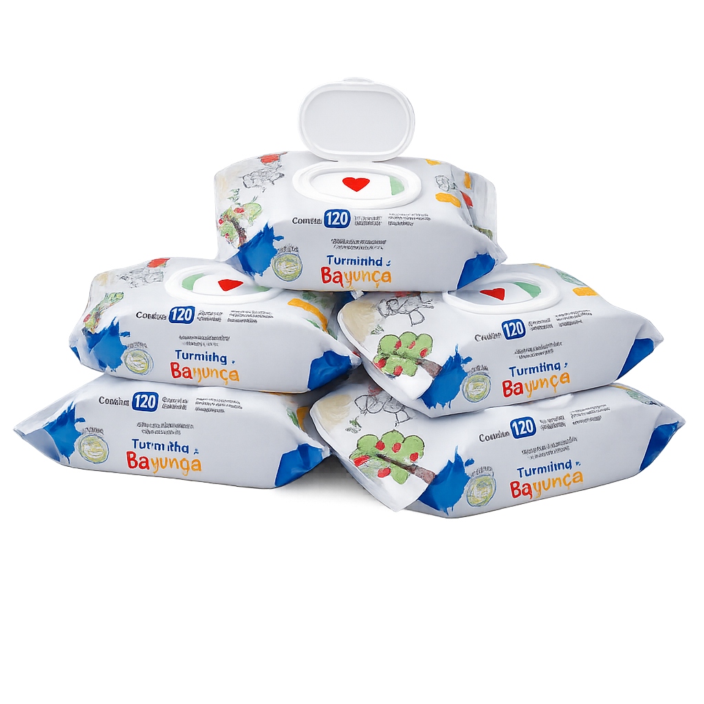 Kit 5 Toalhas Umedecidas Turminha da Bagunça 120 Folhas