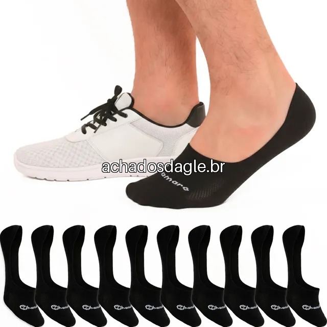 Kit com 10 Pares de Meias Sapatilha Invisível Zhamaro