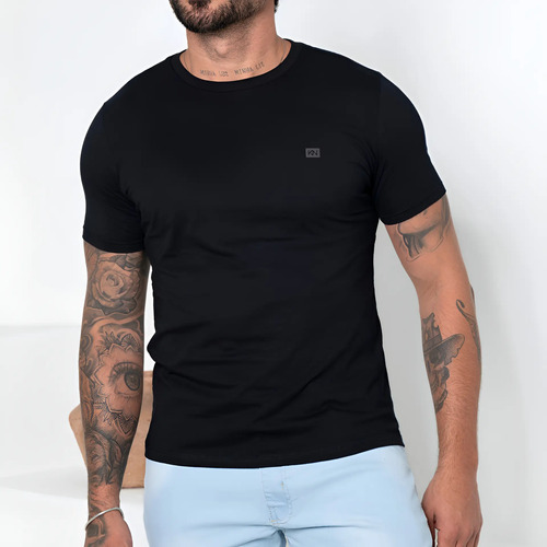 Camiseta Básica Masculina Slim 100% Algodão (P ao GG)