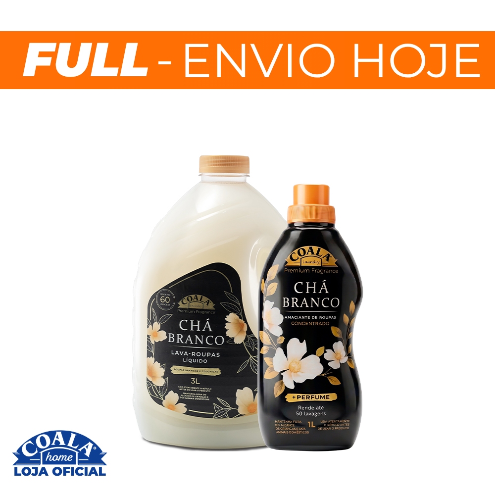 Kit Coala Laundry Chá Branco 1 Lava Roupas 3L + 1 Amaciante Concentrado