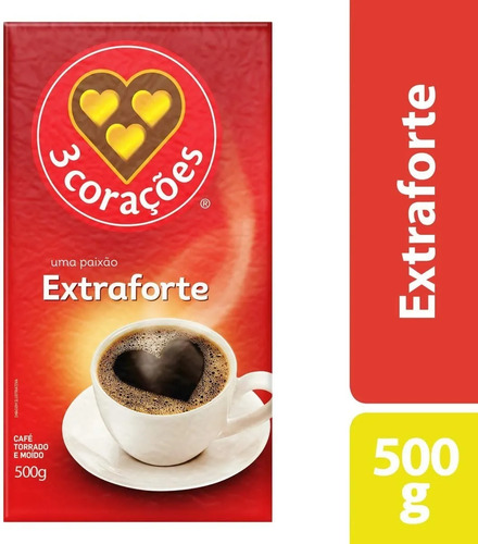 Café Torrado e Moído a Vácuo Extraforte Pacote 500g 3 Corações - R$ 28,06