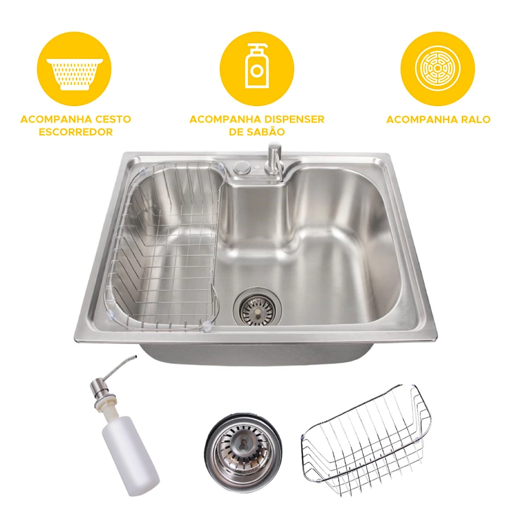 Cuba para cozinha gourmet pia aço inox 50x40cm