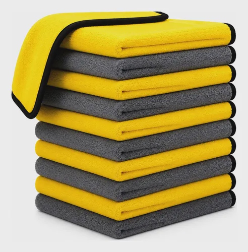 Kit 10 Toalhas de Microfibra 30x30cm Automotiva Amarela