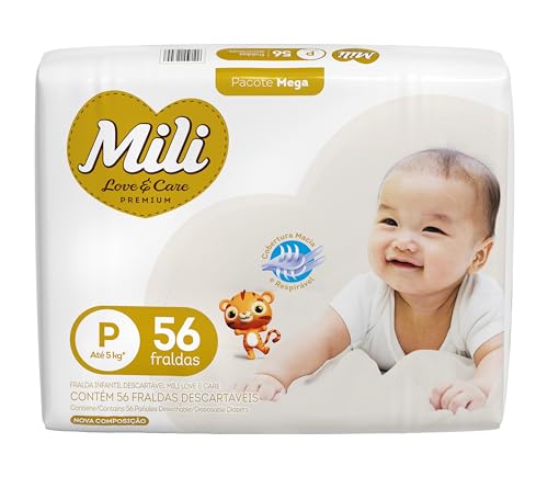 Fralda Mili Love and Care Mega, Tamanho P, 56 Unidades