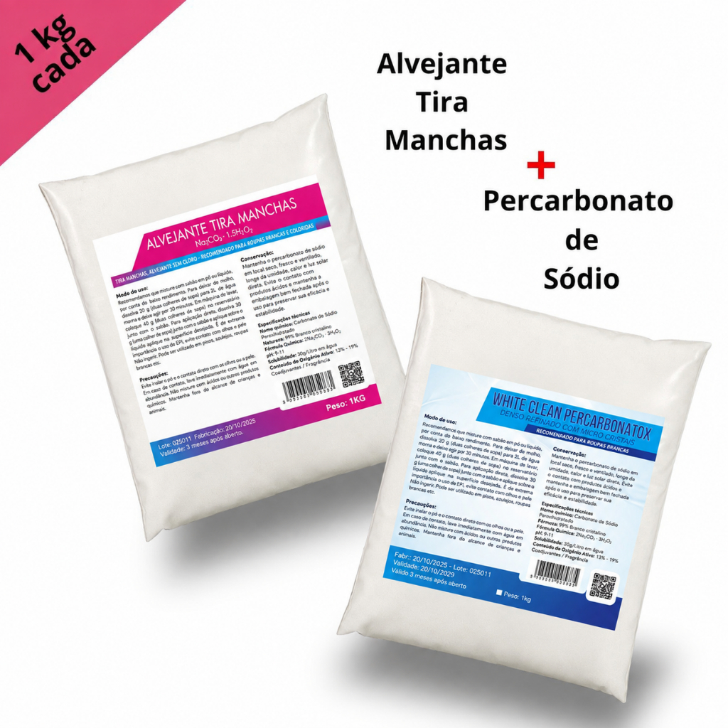 Kit Tira Manchas Alvejante 1kg + Percarbonato de Sódio 1kg