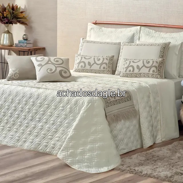 Kit Cobre Leito Turin Casal Queen Completo 10 Pecas Cor Marfim