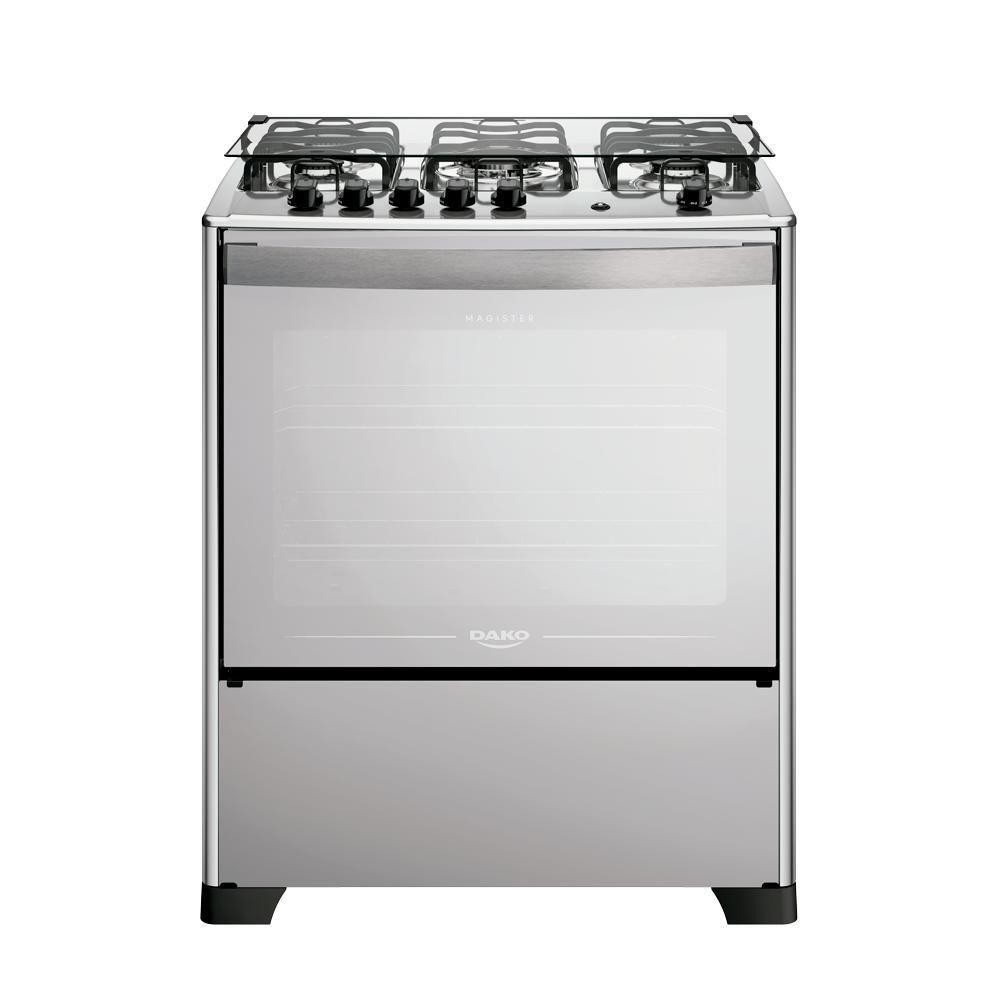 Fogão 5 Bocas Dako Magister Style Espelhado Mesa Inox Preto Bivolt