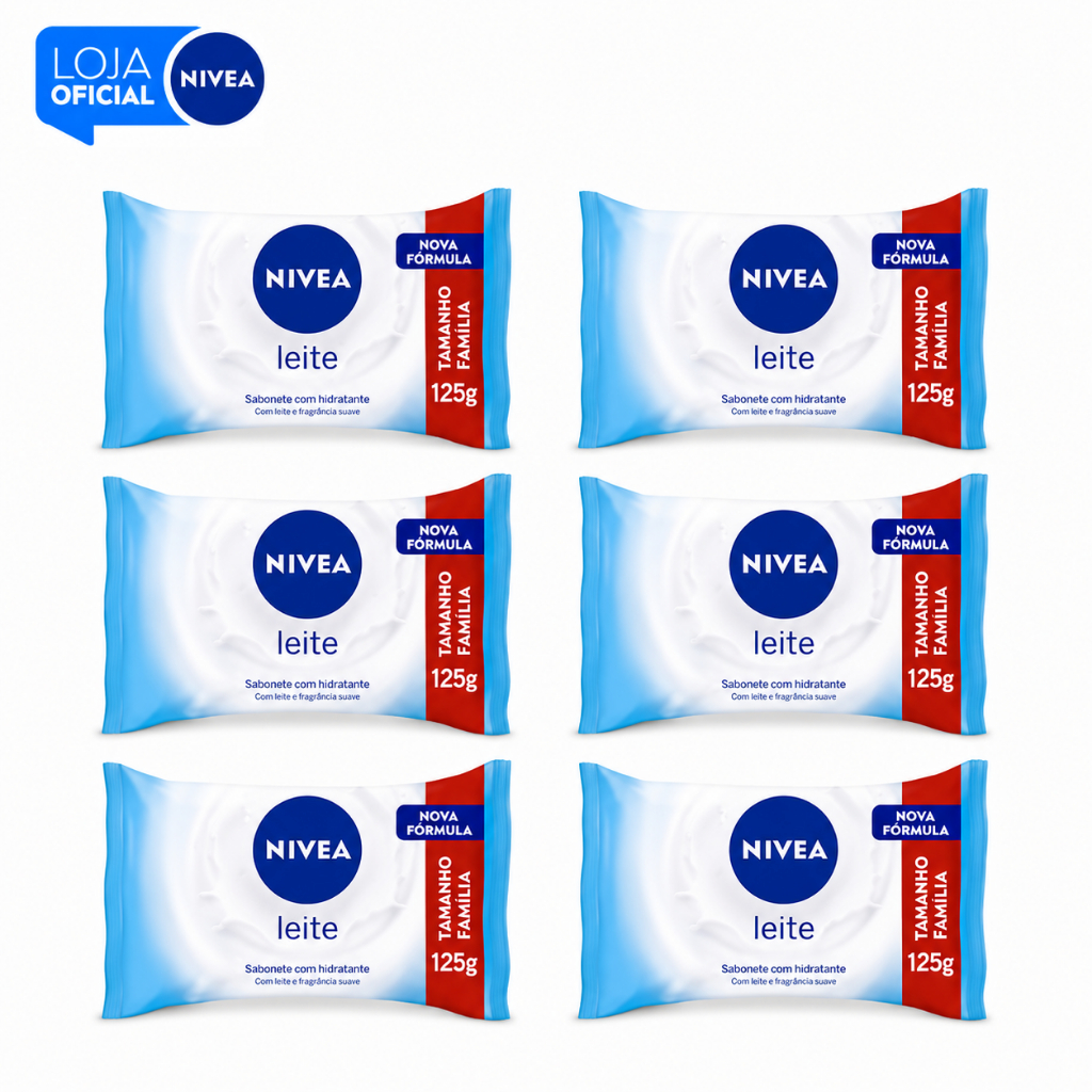 Kit NIVEA Sabonete em Barra Leite 125g 6 Unidades