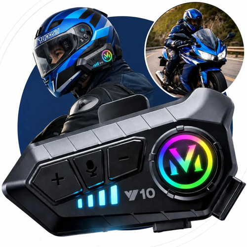 Fone de Ouvido para Capacete Bluetooth Comunicador com Microfone RGB
