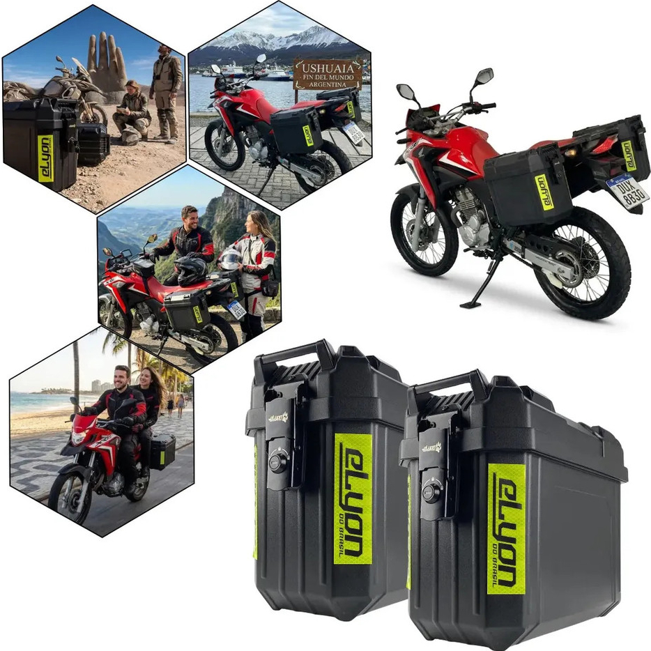 Kit Par Bau Bauleto Lateral 32 Litros Preto com Suporte Universal