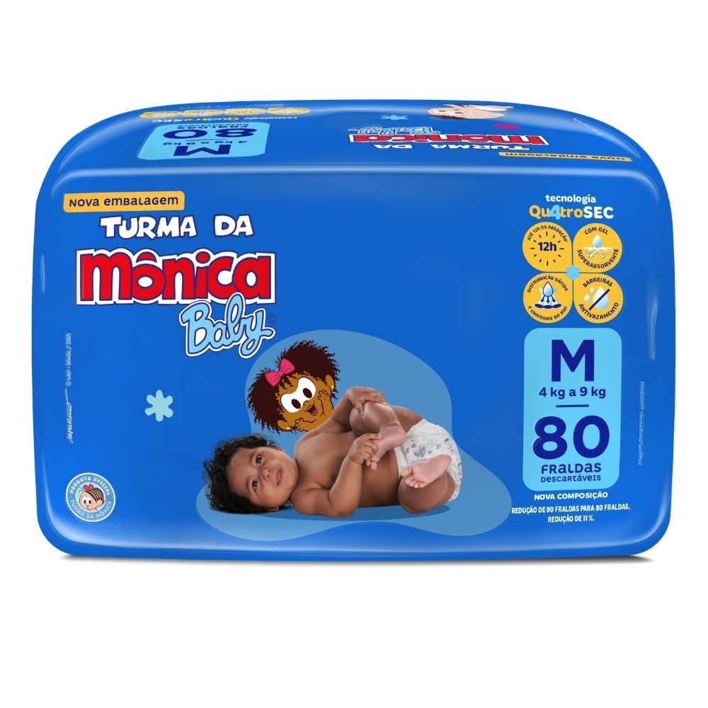 Fralda Turma da Mônica Baby Tamanhos M e G
