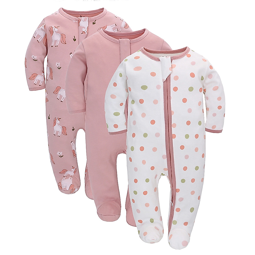 Roupas De 3 Peças Com Zíper Baby Boy Girl Clothes Manga Longa Conjuntos De Primavera E Outono 0-12M Romper Macacão Para Recém-Nascidos | Shopee Brasil