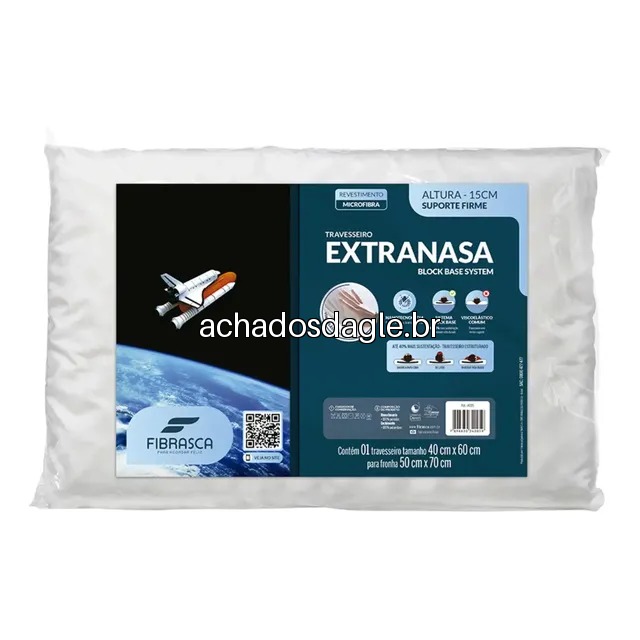 Travesseiro fibrasca nasa extranasa antialergico e lavavel branco