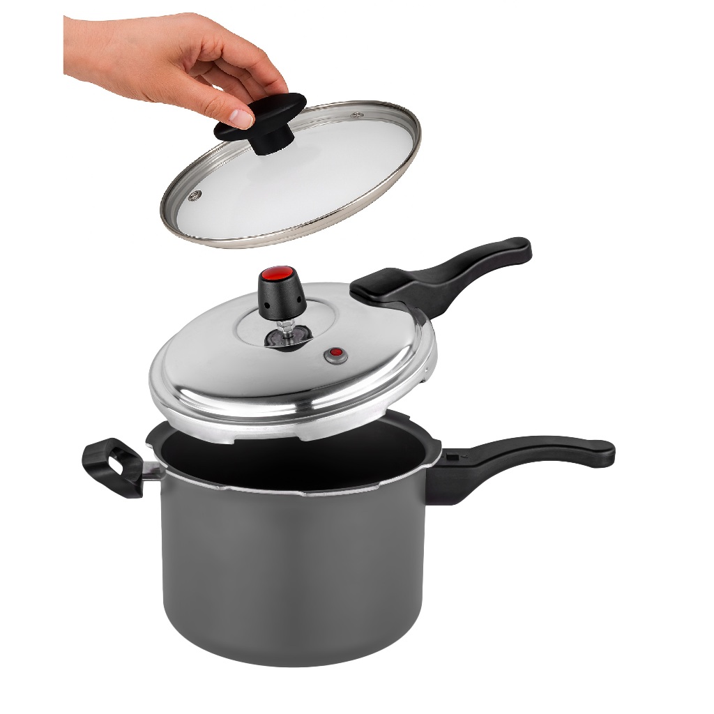 Panela De Pressao 4,5 litros Antiaderente Kit Convencional Tampa Vidro | Shopee Brasil