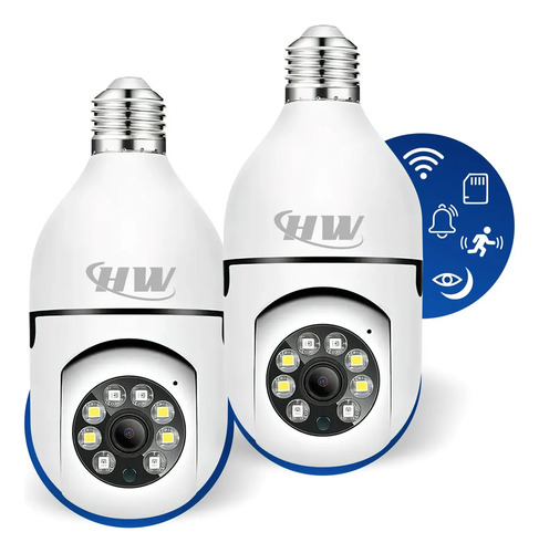 Kit 2 Câmeras Lâmpada Wi-Fi 360° HW