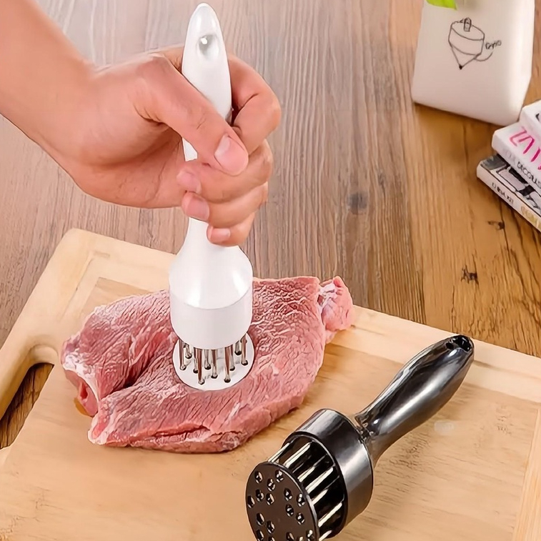 Amaciador Batedor de Carne Bife com Furador Manual Aço Inox