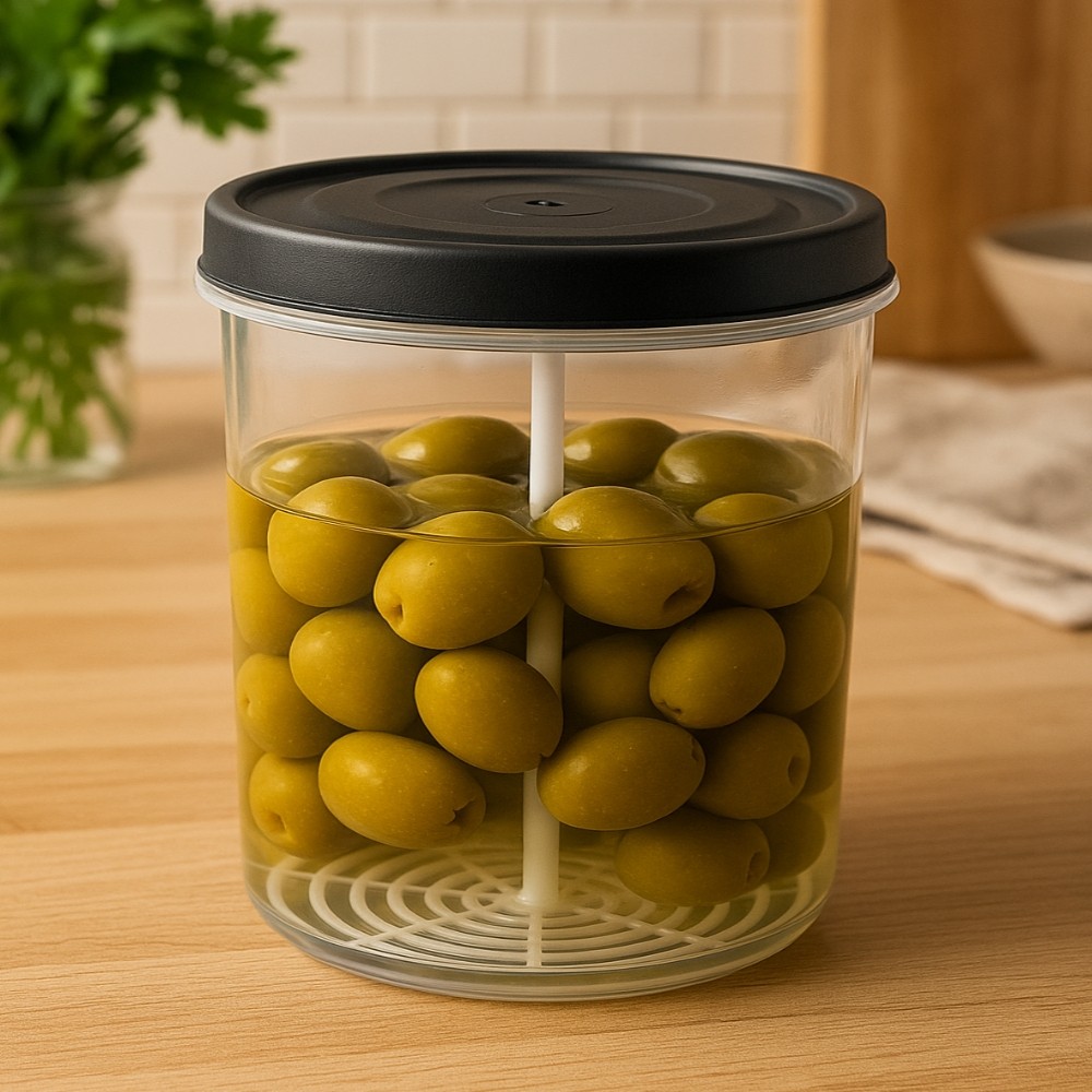Pote Porta Conserva Azeitonas e Picles 1 Litro com Aparador