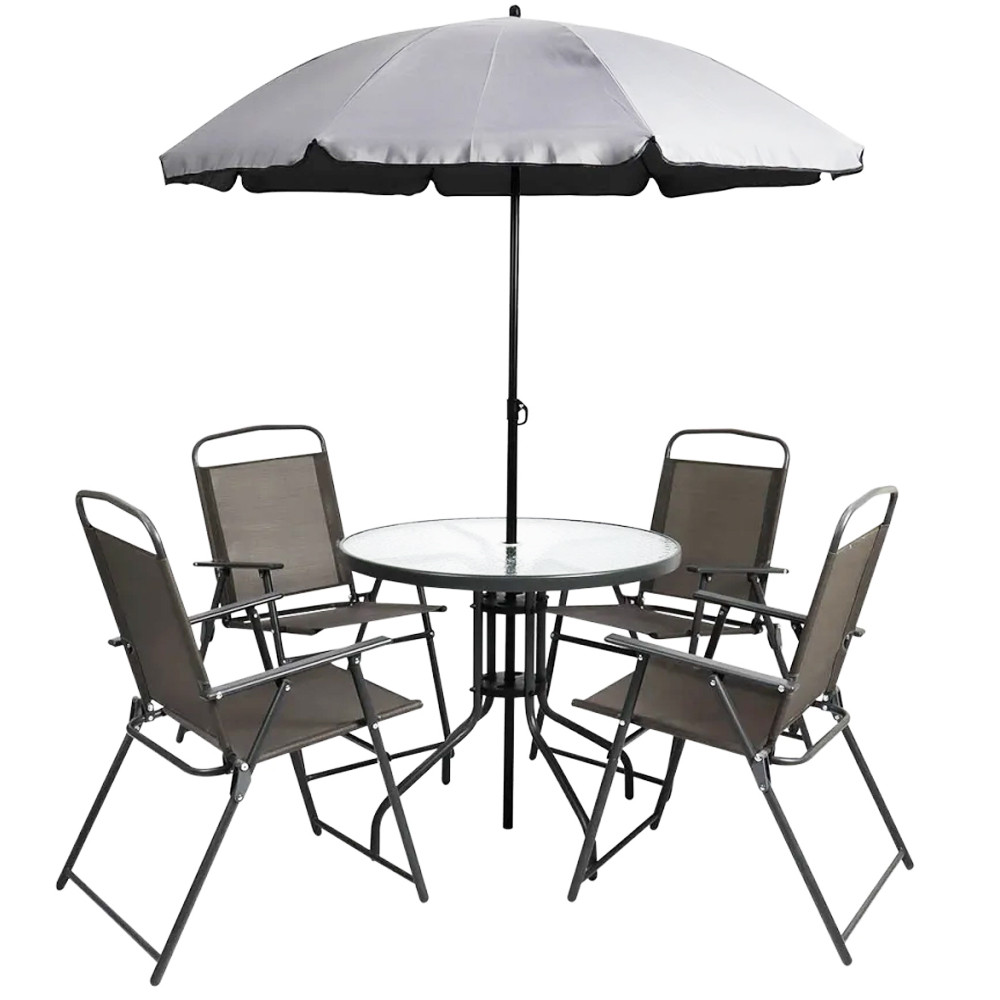 Conjunto Mesa com 4 Cadeiras e Ombrelone Dobrável Kala