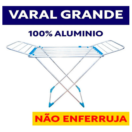 Varal de Chão 100% Alumínio Grande Reforçado Dobrável
