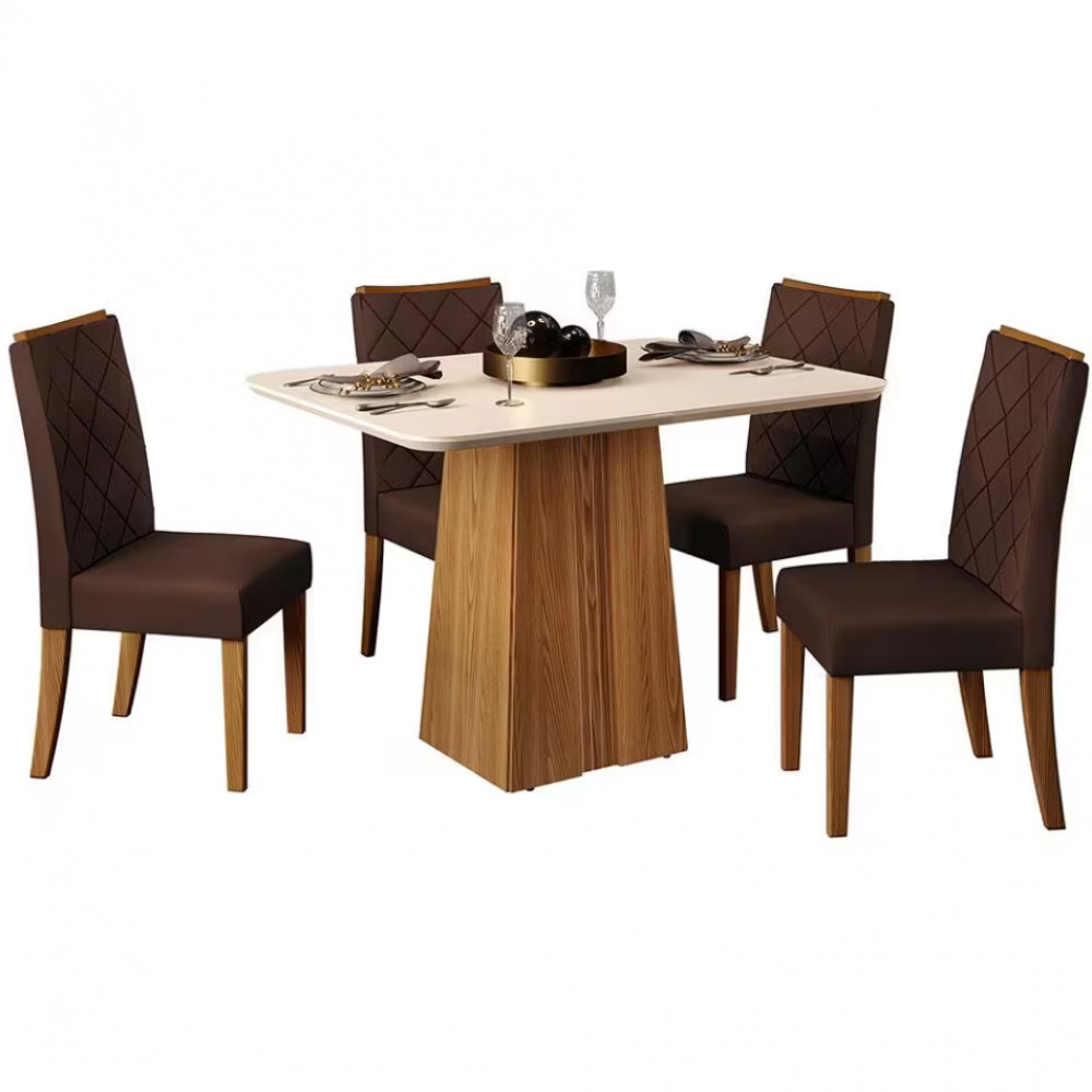 Mesa de Jantar DJ Móveis Raquel Plus com 4 Cadeiras