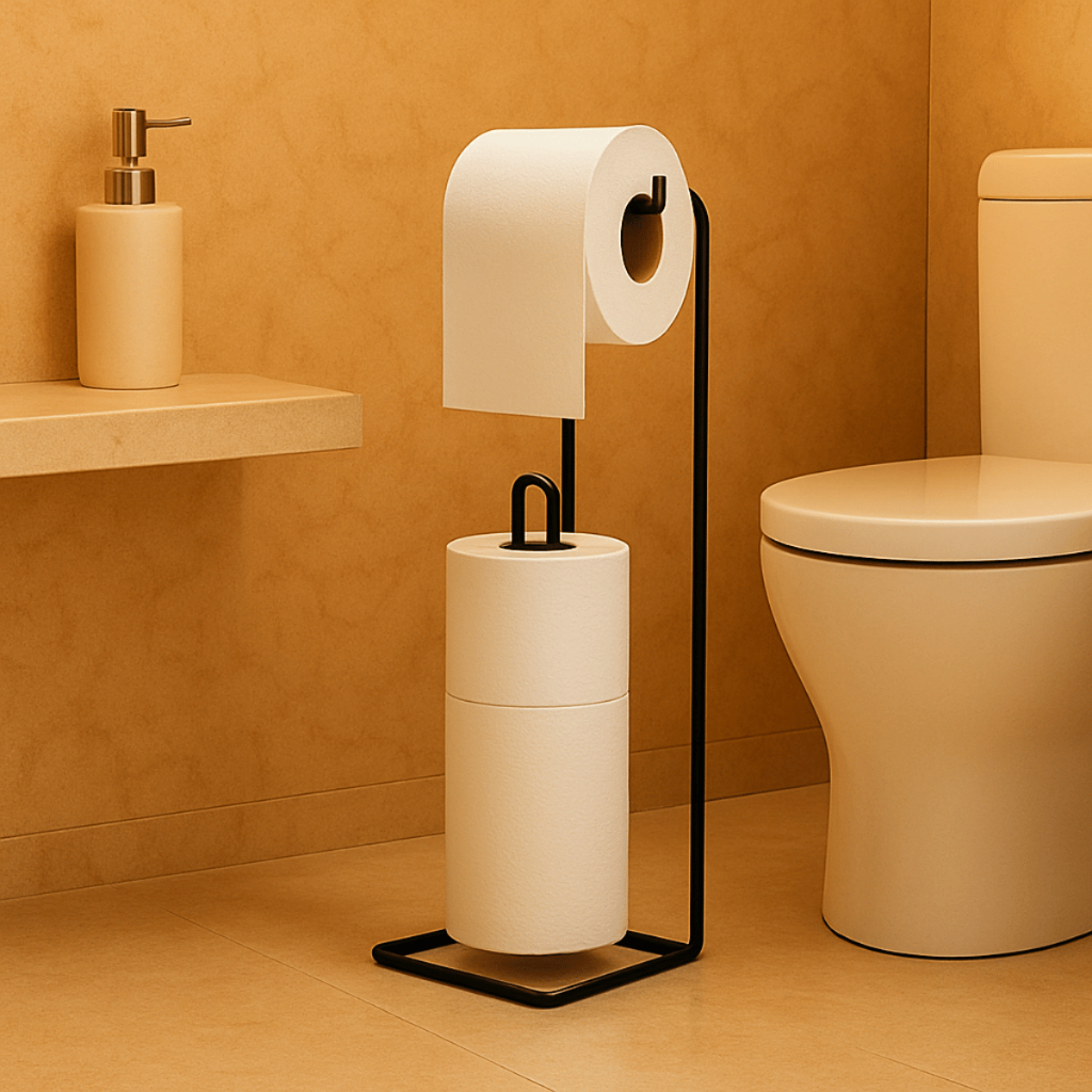 Suporte Porta 3 Rolos de Papel Higiênico Aramado Preto