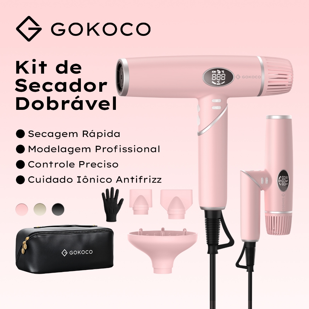 Kit Secador Dobravel 3 em 1 Bivolt Gokoco