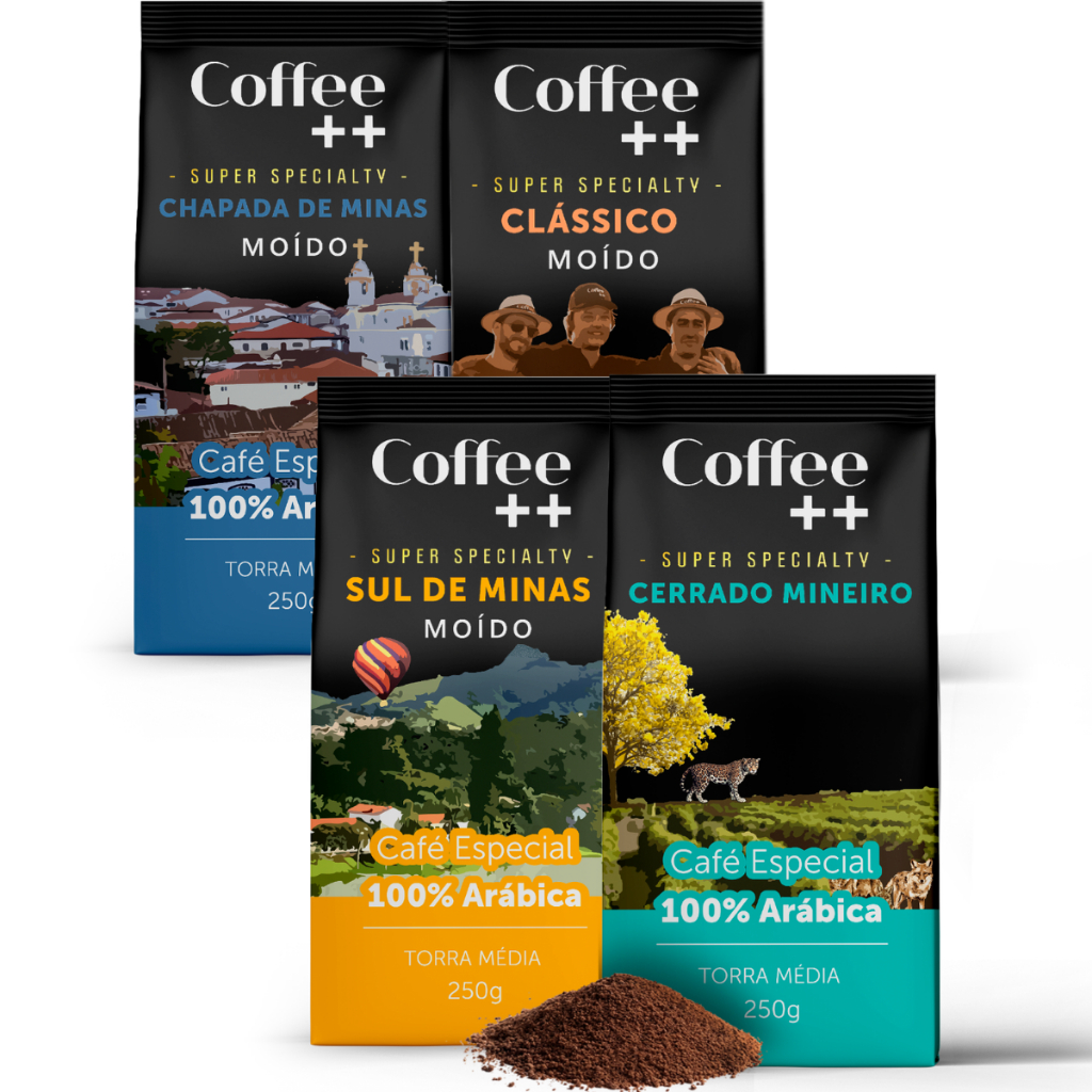 Kit 4 Pacotes Café Especial Moído Coffee Mais Chapada de Minas