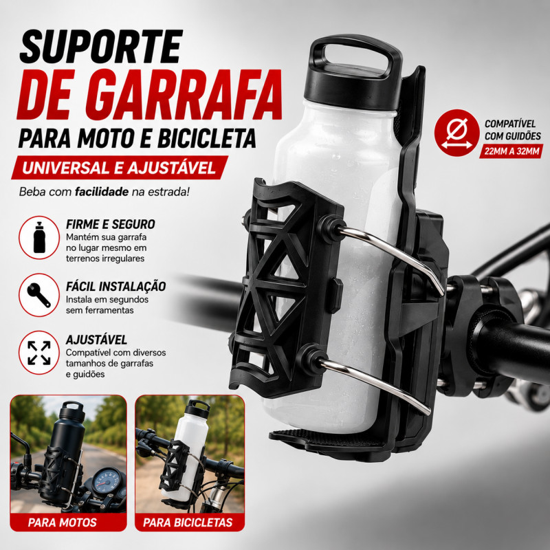 Suporte de garrafa de água para motocicleta com guidão ajustável, suporte de copo durável e universal para bicicleta | Shopee Brasil