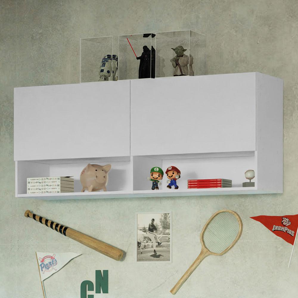 Armário Aéreo para Quarto com Nicho e Prateleira 120cm Branco