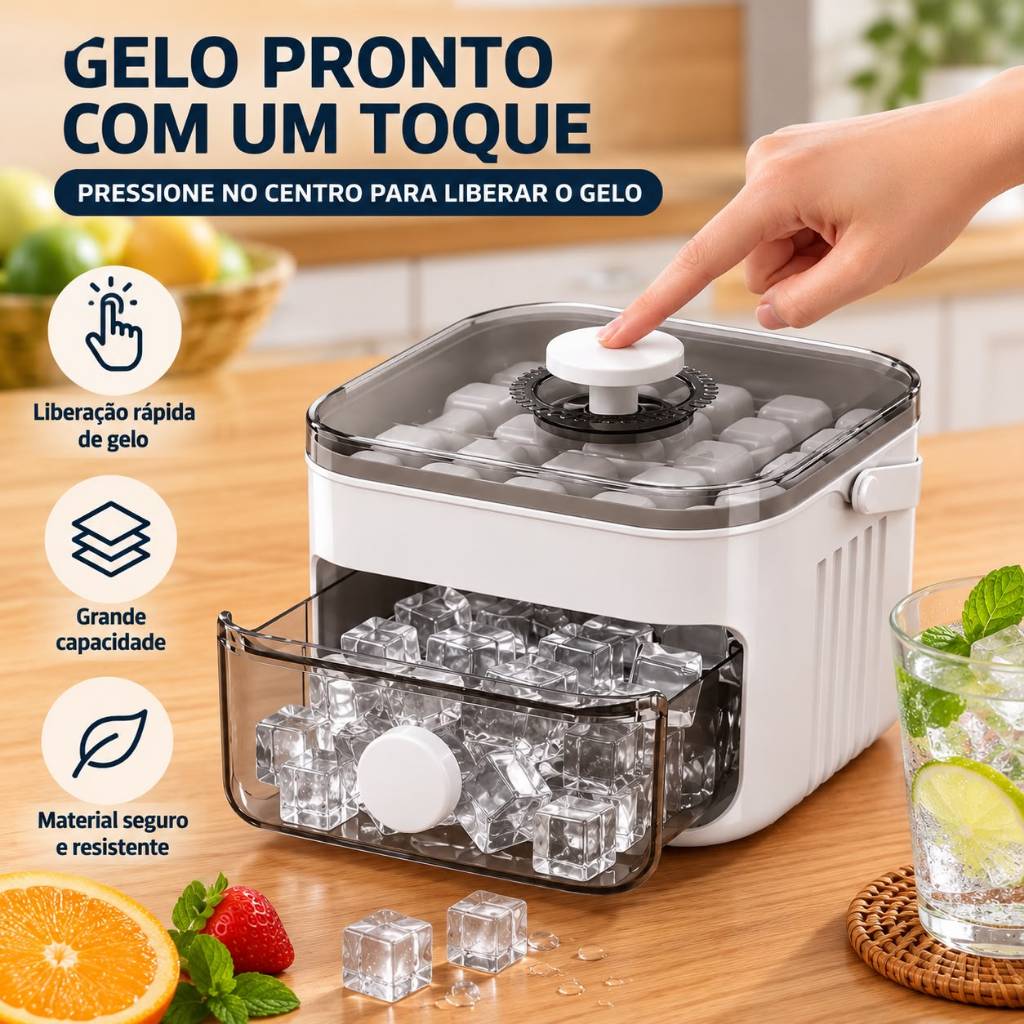 Forma de Gelo Manual com Coletor e Tampa Fácil de Desenformar Grande Capacidade | Shopee Brasil