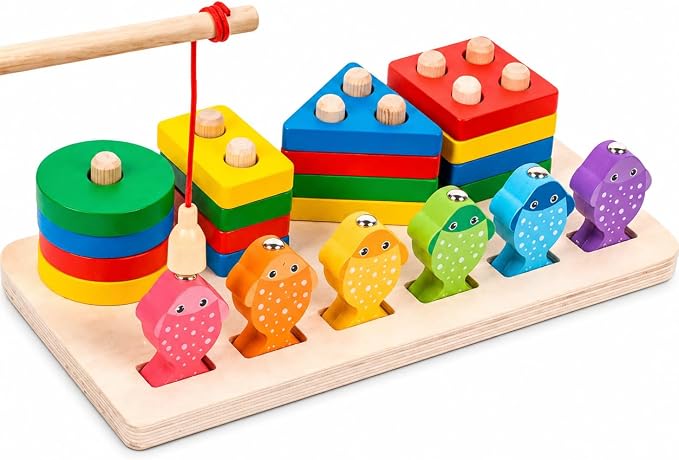Brinquedo Educativo Montessori de Madeira Pesca Magnética