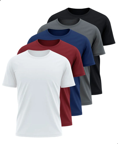 Kit 5 Camisetas Básicas Masculina Dry Fit Lisa Tradicional