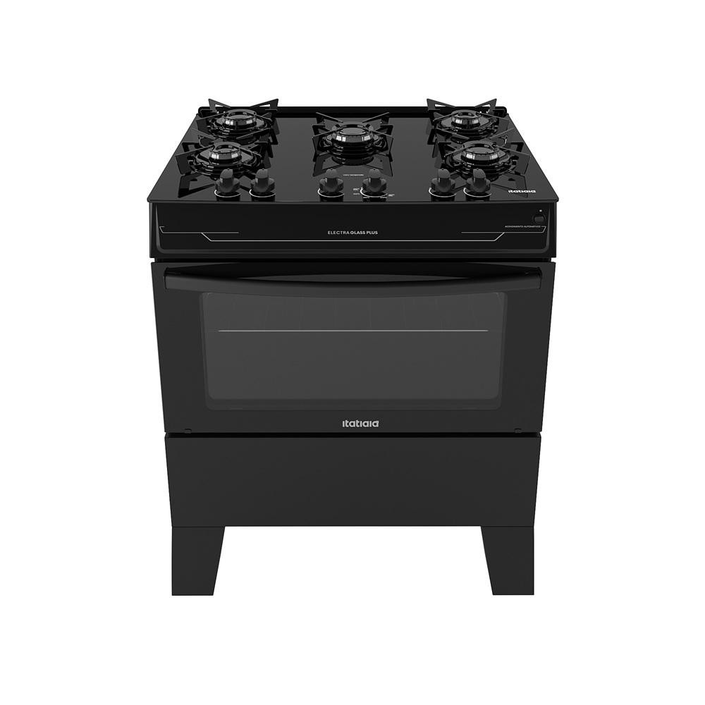 Fogão Itatiaia 5 Bocas Electra Glass Plus Preto Bivolt | Shopee Brasil