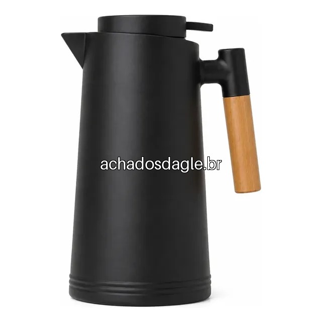 Garrafa Térmica 1l Cabo Madeira Café Chá Mesa Posta Premium Preto