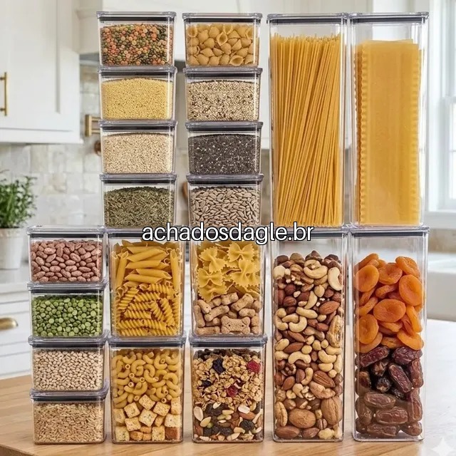 Kit 20 Potes Herméticos 2,3L 1,1L 480ml Organização Cristal