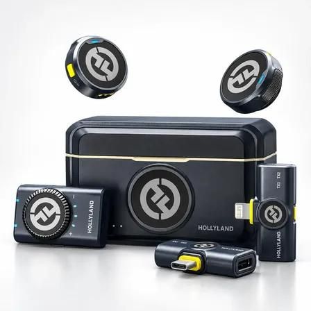 Microfone de Lapela Hollyland Lark M2 Combo com Conectividade USB-C, Lightning e Adaptador