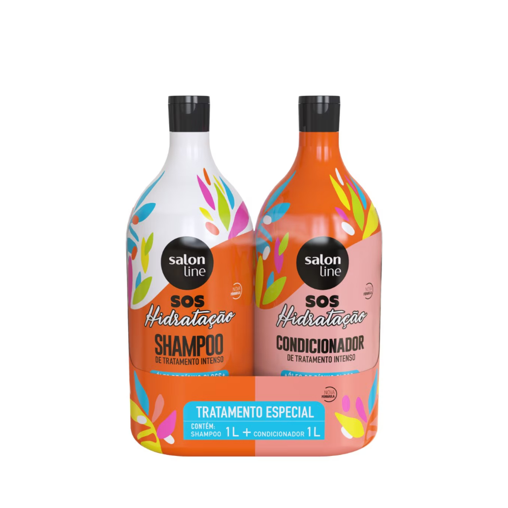 Kit S.O.S Hidratação Óleo de Rícino Shampoo e Condicionador Litrão Salon Line | Shopee Brasil