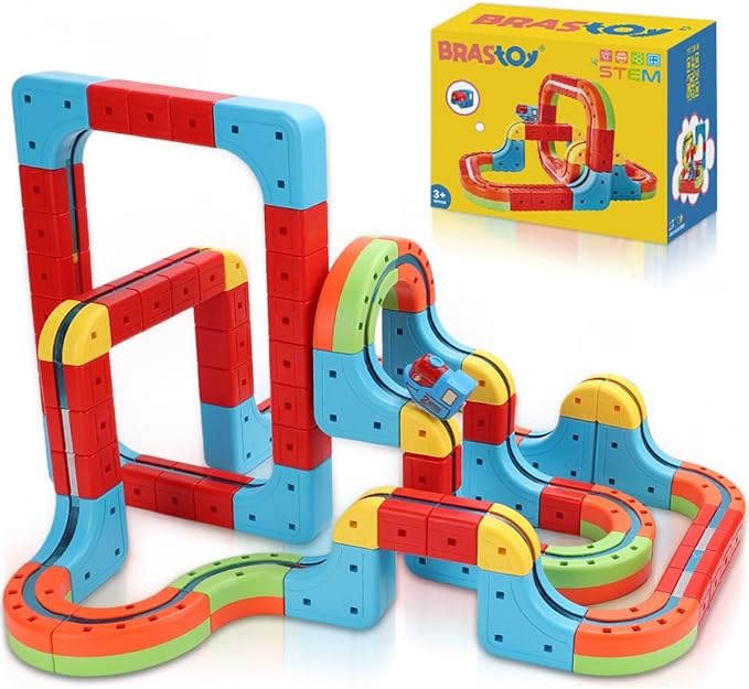 Conjunto de Trem Elétrico 3D Montessori 128 Peças para Crianças a Partir de 3 Anos