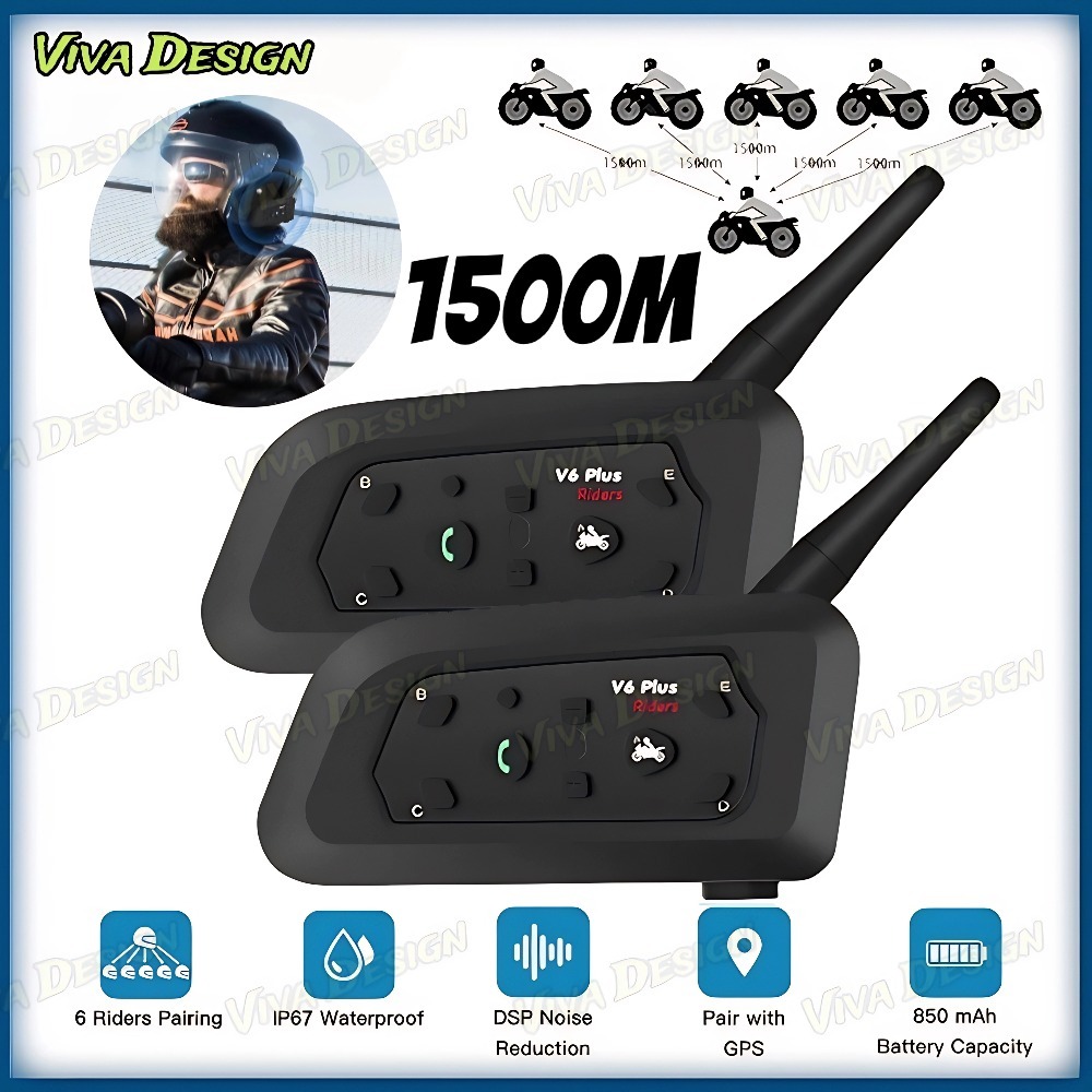 V6 Plus Fone De Ouvido Intercomunicador De Capacete De Motocicleta Bluetooth