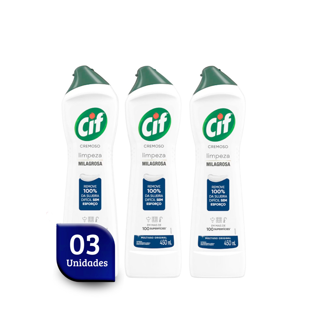 Kit com 3 Saponáceos Líquidos Cremosos Cif 450ml
