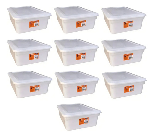 10 Caixas Organizadora Biopratika 10l Pleion 0316 Branco