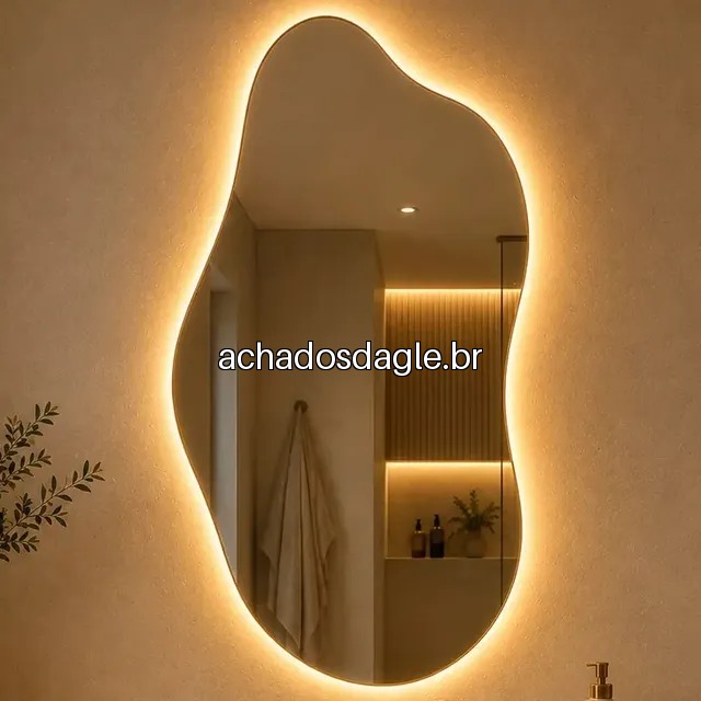 Espelho Orgânico Luz Led Quente A90xl50 De Parede Premium