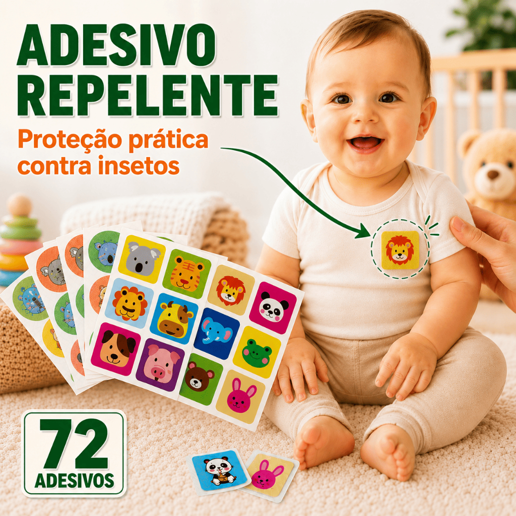Kit 72 Repelente Adesivo de Citronela Infantil
