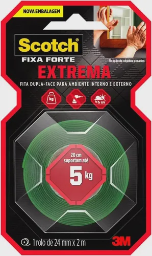 Fita Dupla Face Scotch 3M 24mm x 2m Fixa Forte