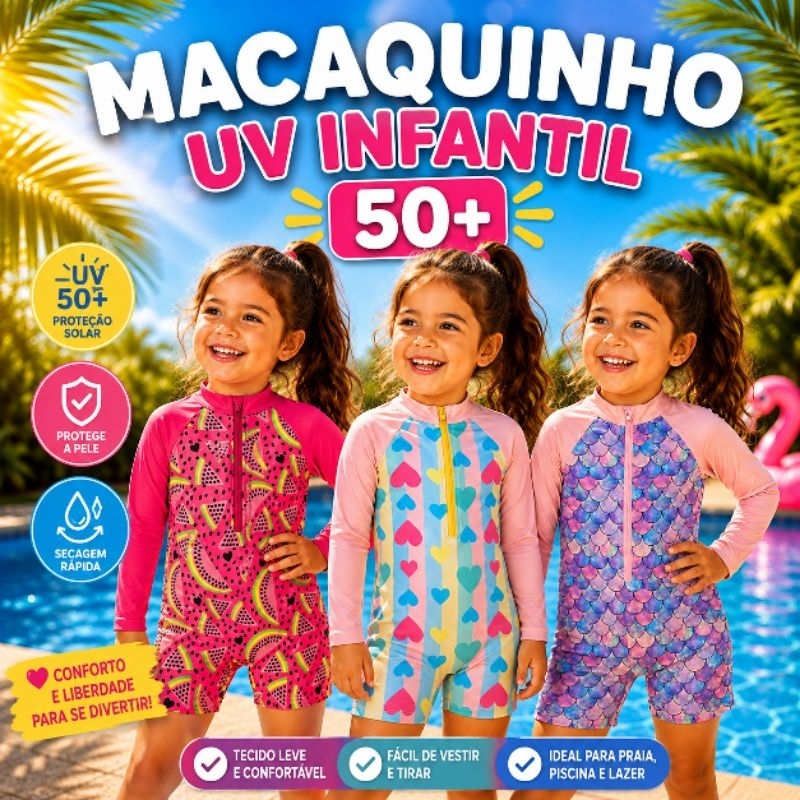 Macaquinho Infantil UV 50+ Praia e Piscina
