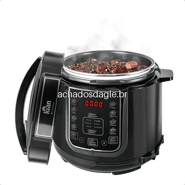 Panela de Pressão Elétrica 5 Litros Aço Inox Preto 220v Kian