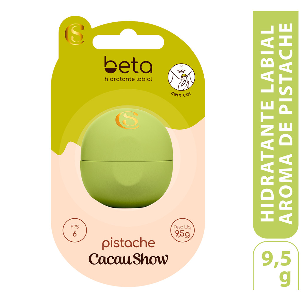 Hidratante Labial Beta Pistache Cacau Show Edição Especial FPS 6