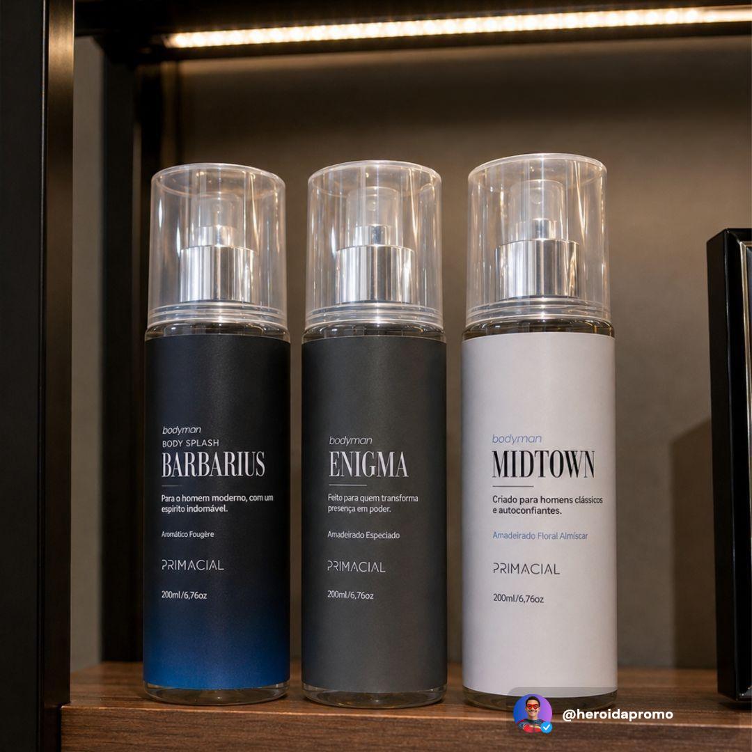 Kit com 3 Body Splash Barbarius, Enigma e Midtown 200ml