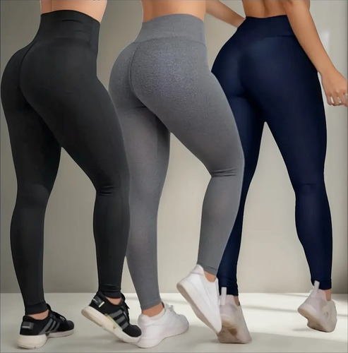 Kit 3 Calças Legging Grossa Cós Alto