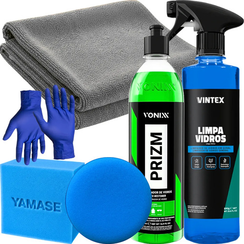 Kit Limpeza Automotiva Prizm e Limpa Vidros Vonixx e Vintex